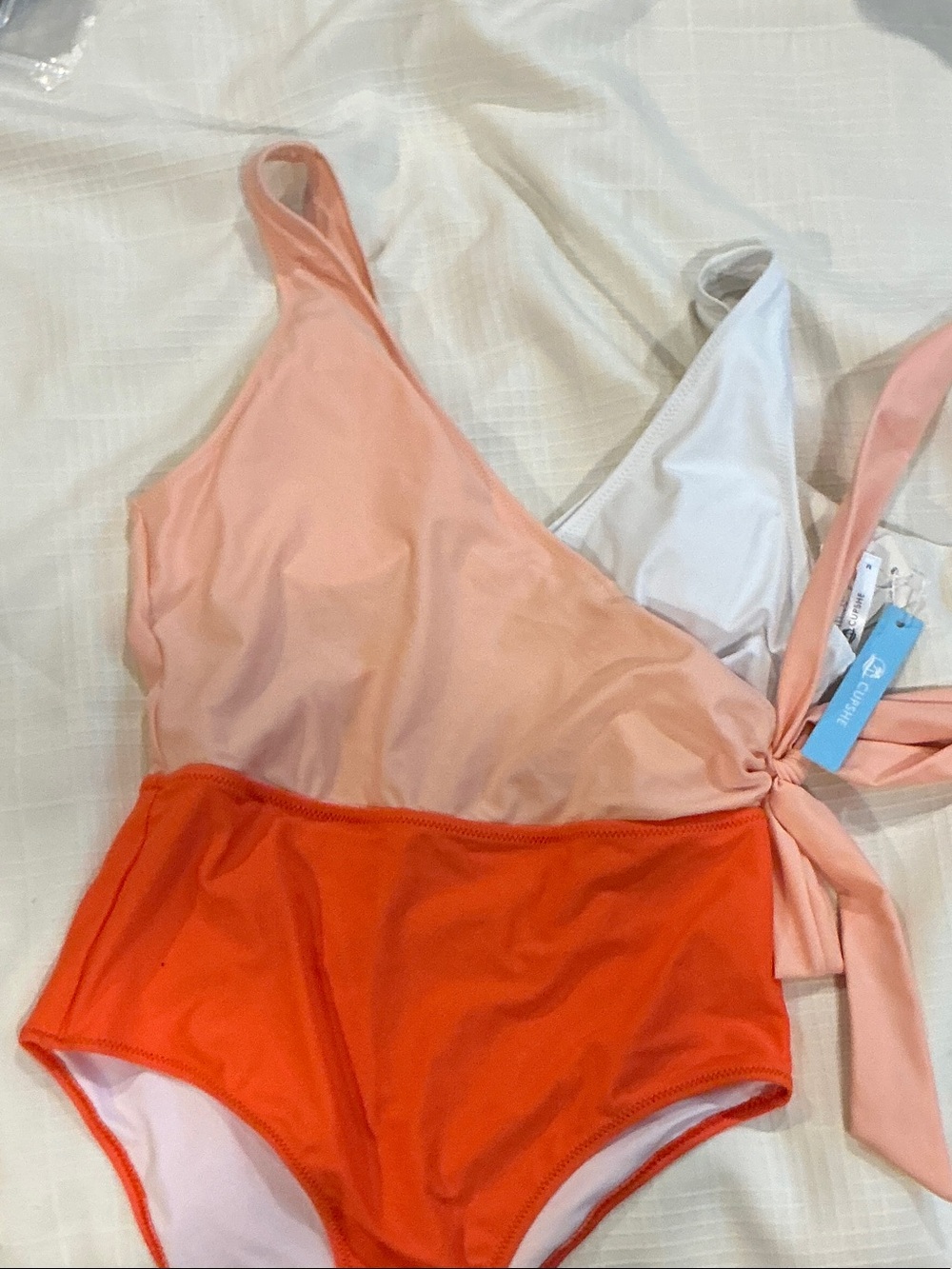 Cupshe Peach and Bright Orange One-Piece Swimsuit with Side Tie